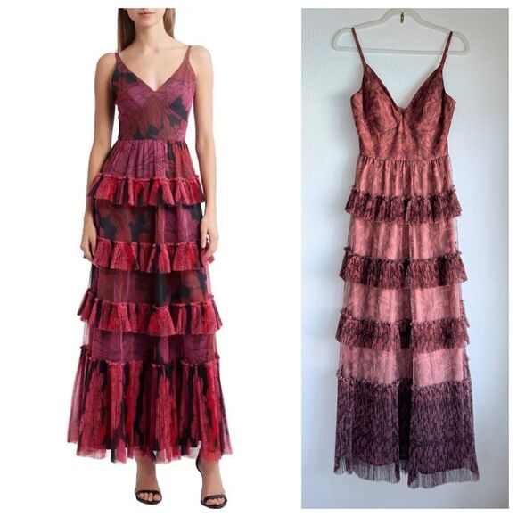 hutch freya sleeveless tiered tulle maxi dress Hutch Freya Sleeveless Tiered Tulle Maxi Dress